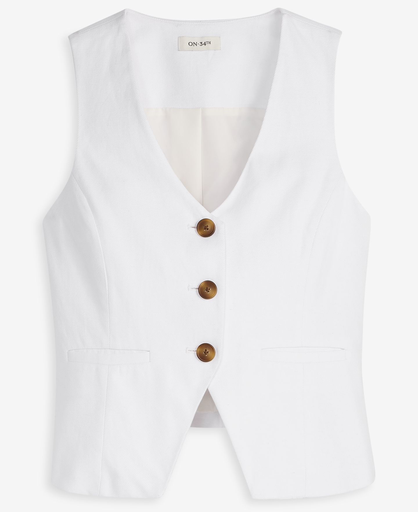 Женский жилет On 34th Linen Blend V-Neck Button-Front Vest, цвет: Яркий белый — фото 6