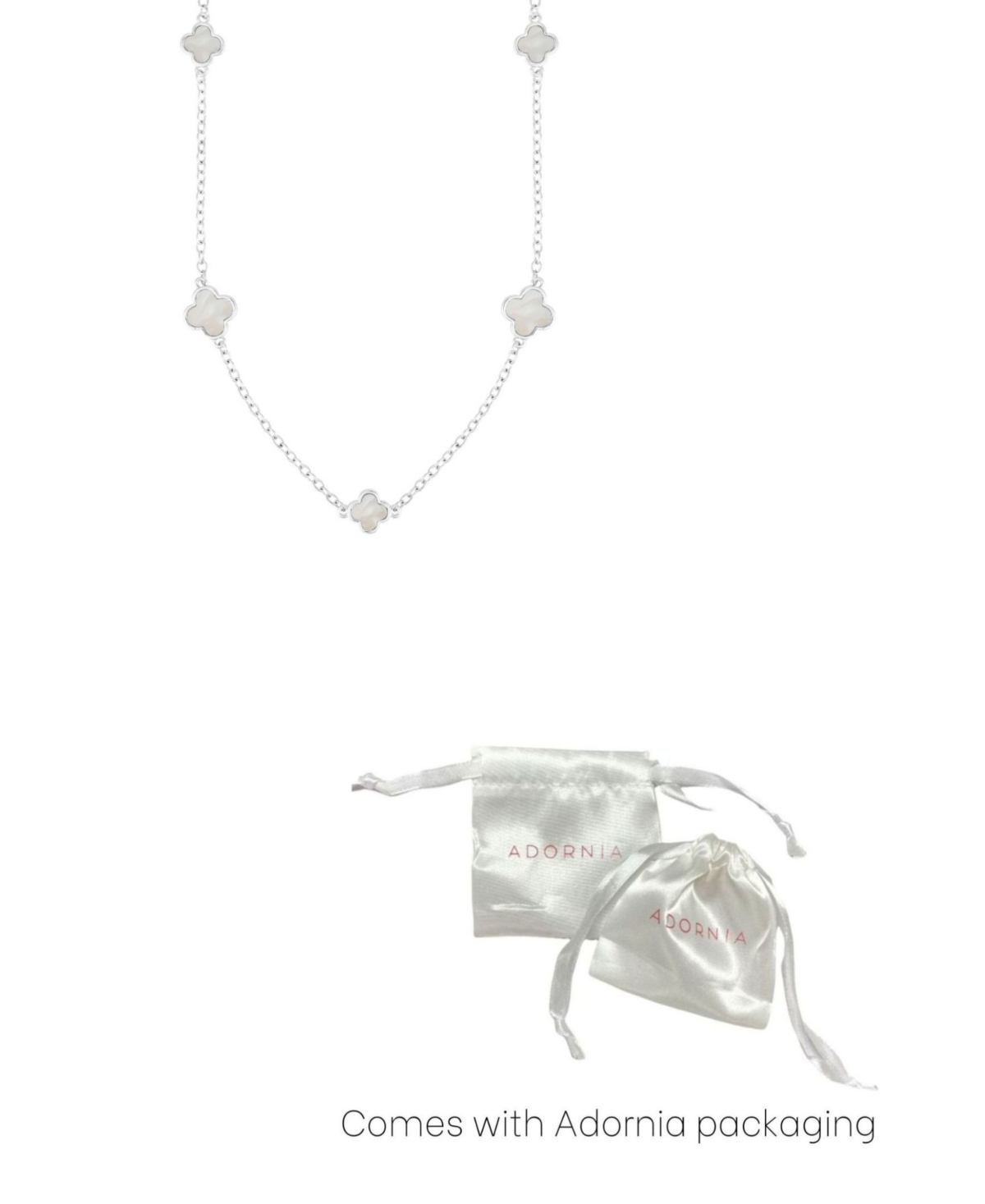 Adornia Silver Mother of Pearl 36" Flower Station Necklace