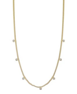 Gold CZ Droplet Curb Chain Necklace