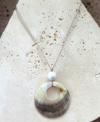 Adjustable Leather and Shell Necklace