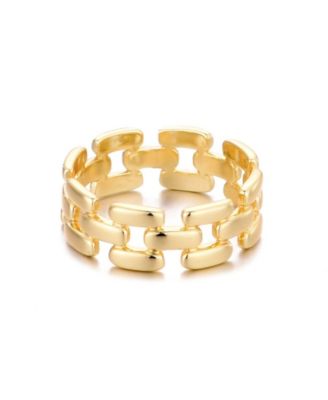 Gold Grid Pattern Band Ring