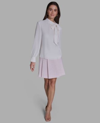 Women's Long-Sleeve Tie-Neck Blouse