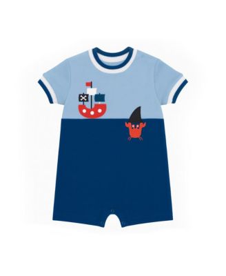 Baby Boy Knit Shortall With Pirate Ship & Crab