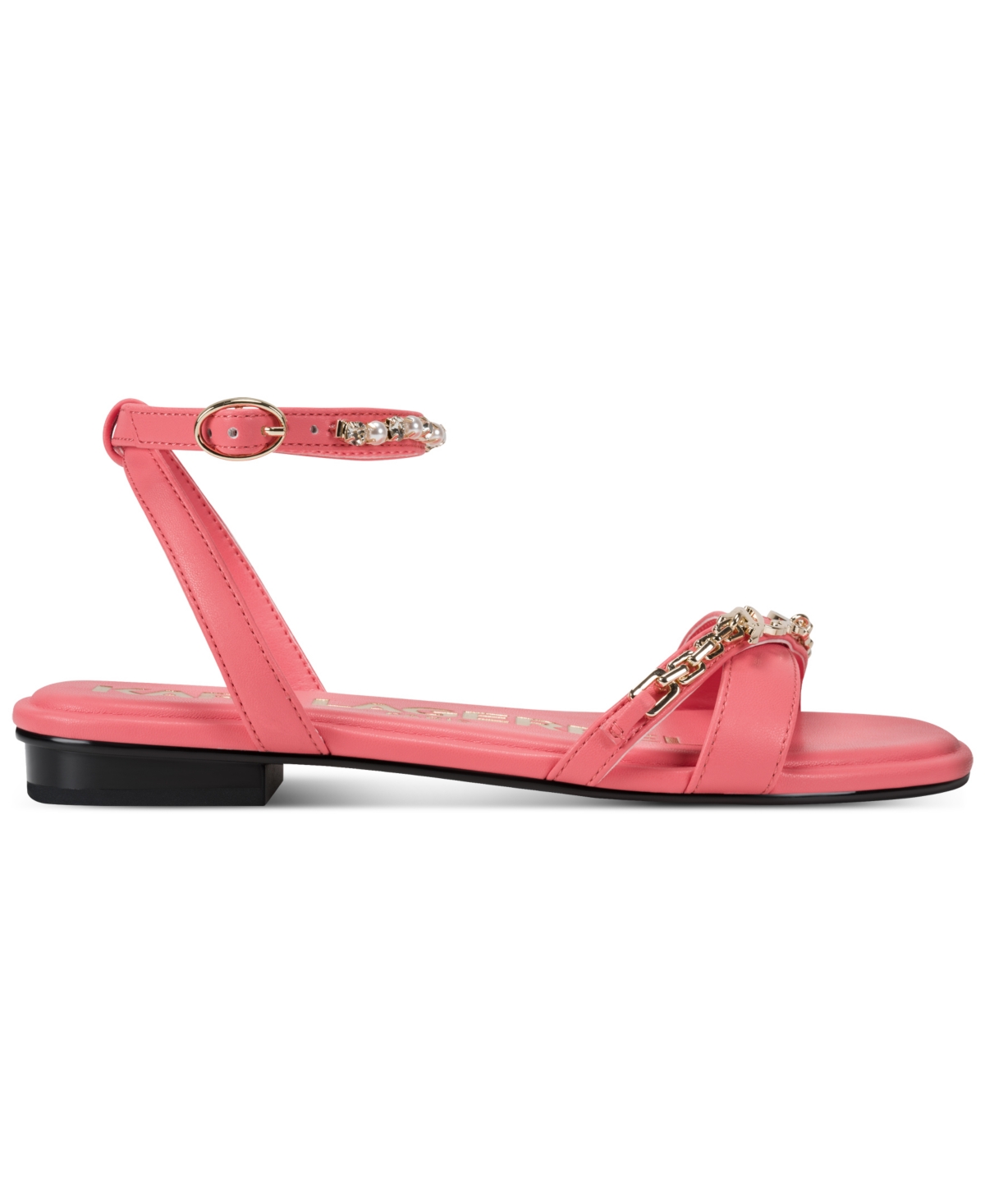 Karl Lagerfeld Paris Women's Christiano Ankle Strap Flat Sandals