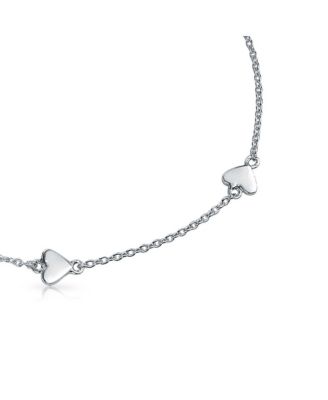 Romantic Multi Heart Strand Anklet Chain Ankle Bracelet .925 Sterling Silver Adjustable