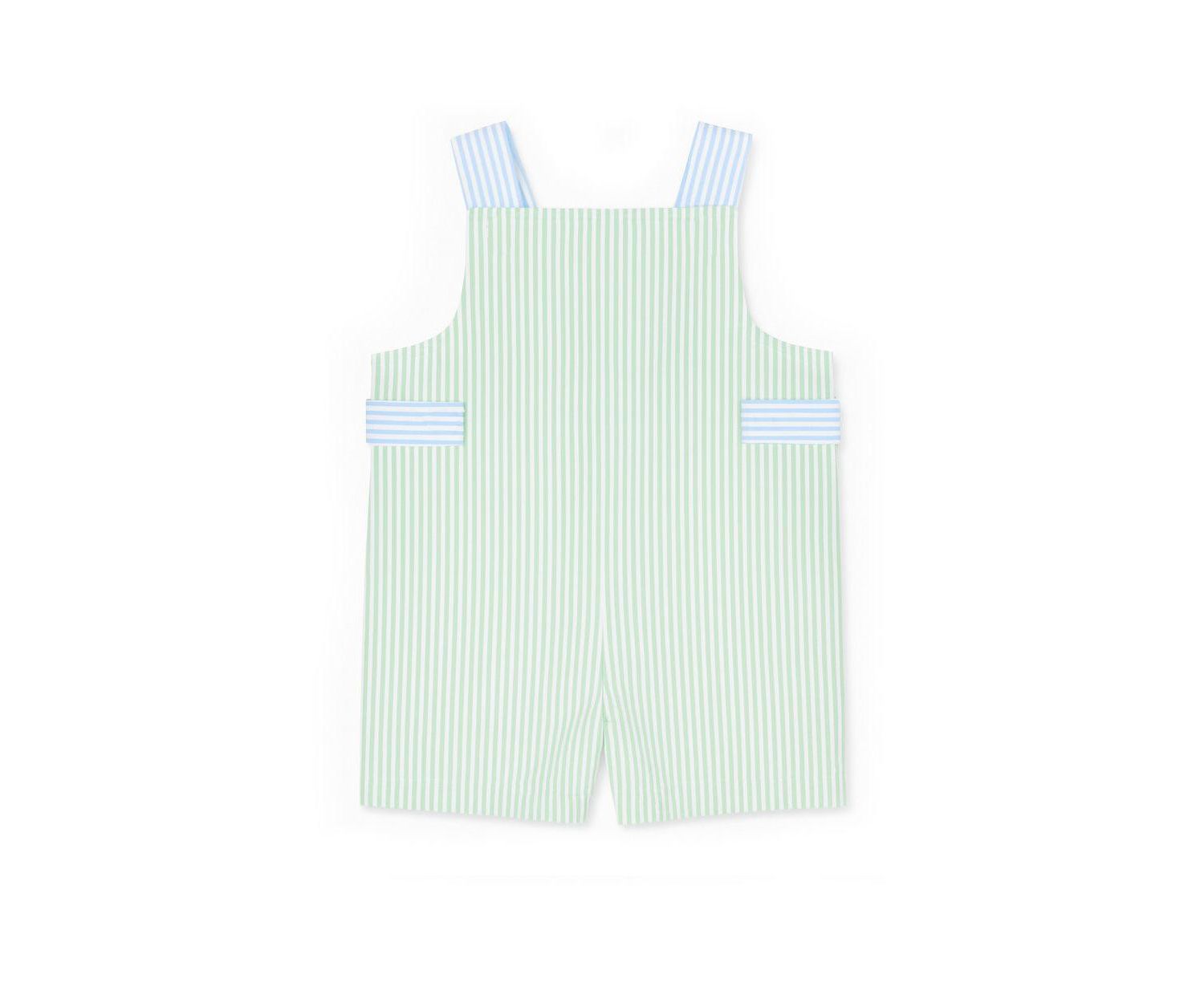 Baby Boy Seersucker Shortall With Parachute Bear