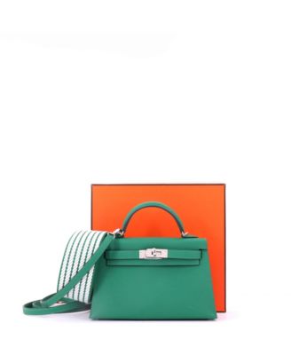 Kelly 20 Handbag Green Epsom with Palladium Hardware
