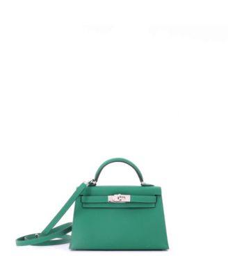 Kelly 20 Handbag Green Epsom with Palladium Hardware