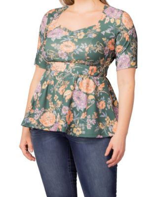 Plus Size Posh Peplum Sweetheart Neckline Top