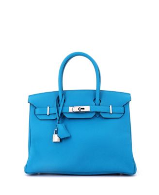 Birkin 30 Handbag Blue Togo with Palladium Hardware