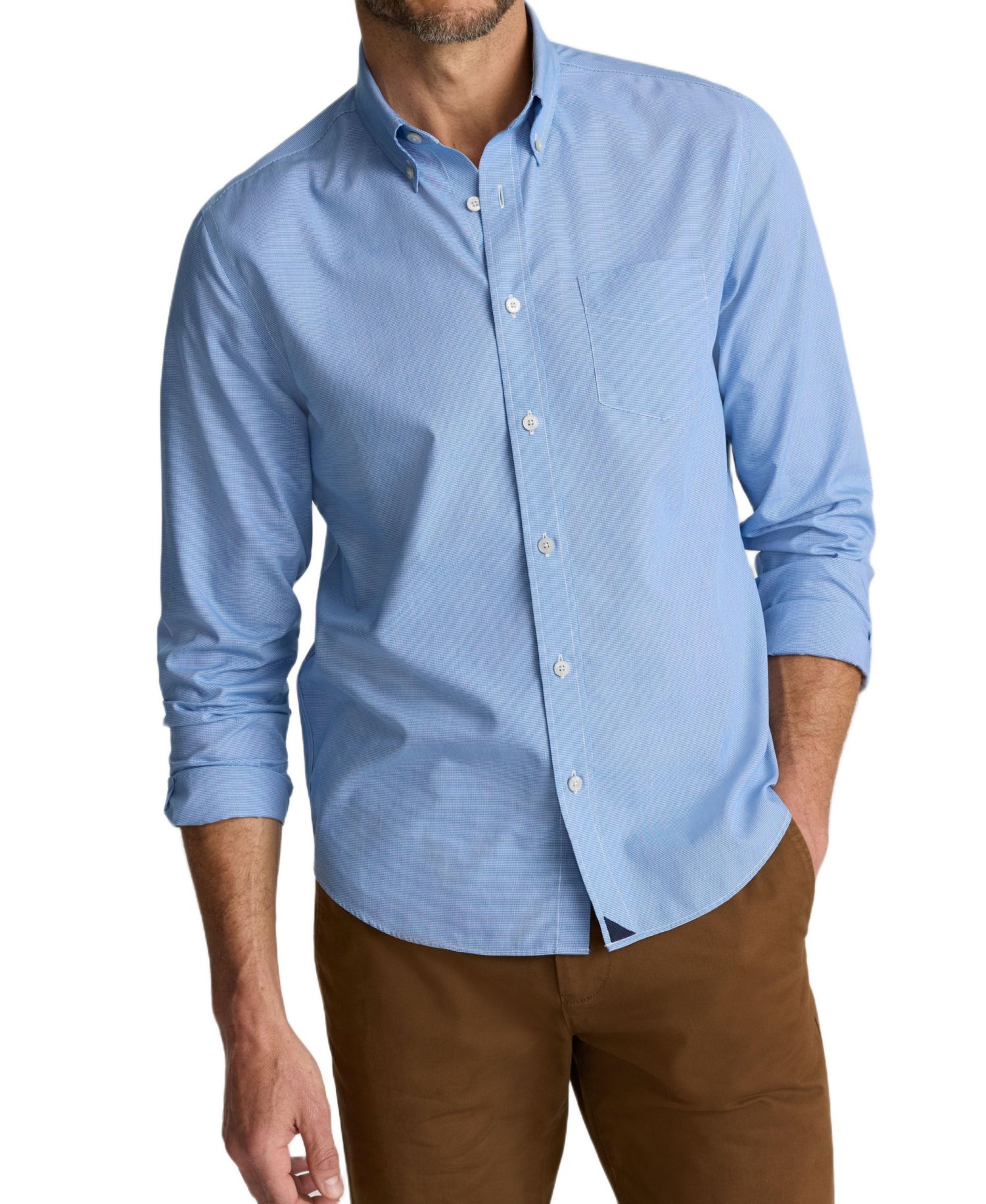 Men's Regular Fit Wrinkle-Free Cadetto Button Up Shirt