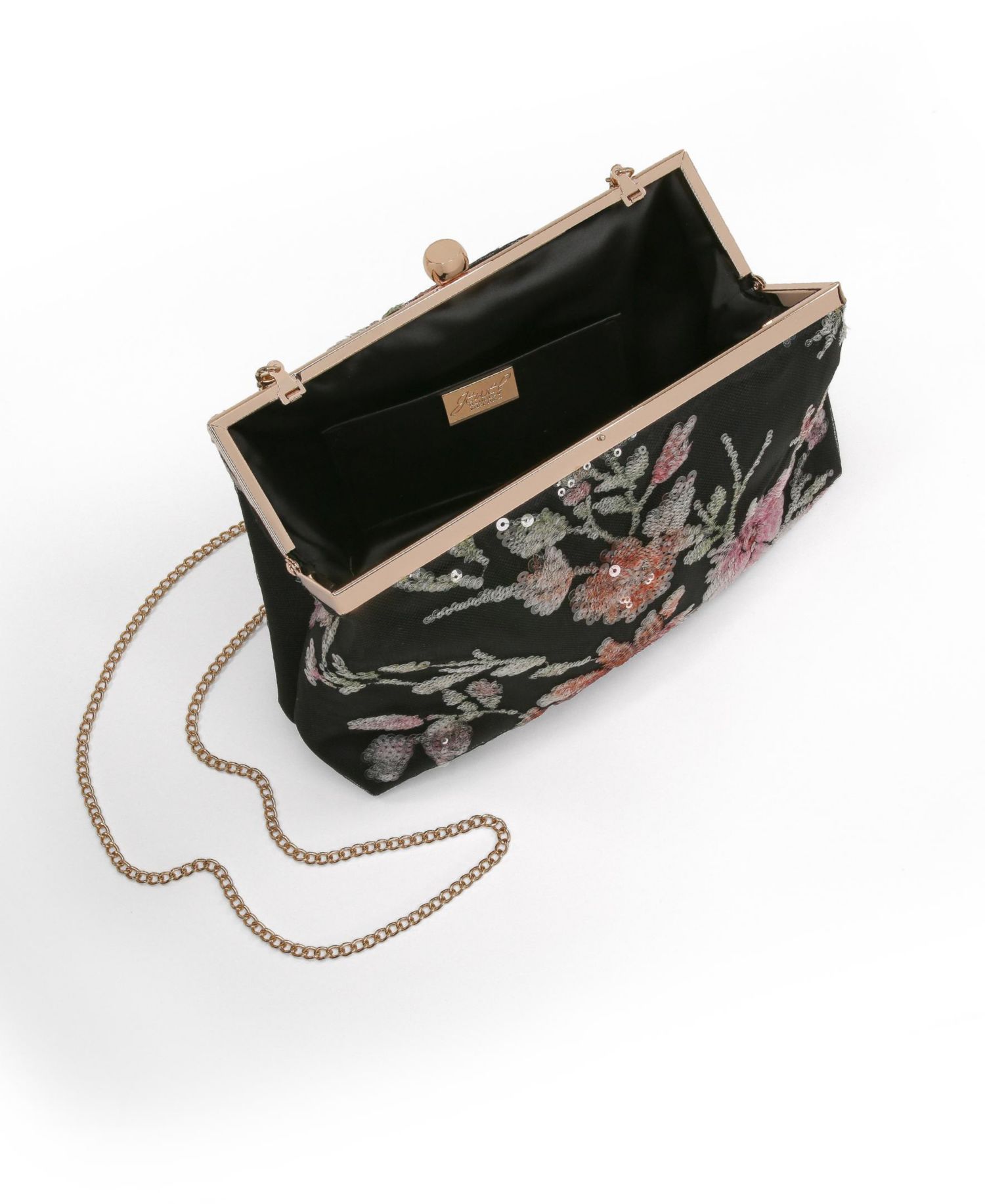 Woman's Lyric Sequin Floral Satin Top Handle