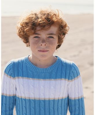 Boys Organic Cable Crewneck Pullover Sweater
