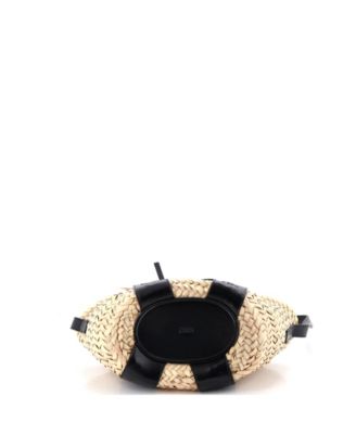 Medium Sense Basket Tote Raffia with Leather