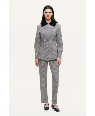 Women's Tailored Micro Check Cigarette Pants
