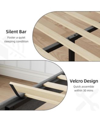 Bed Frame with Upholstered Headboard, Full Size Platform Bed Frame with Wooden Slat Support, Easy Assembly Platform Bed