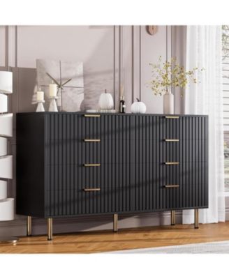 8 Drawer Dresser for Bedroom, Fluted Dresser with Large Drawers and Sturdy Legs Support, Dressers & Chests of Drawers for Bedroom