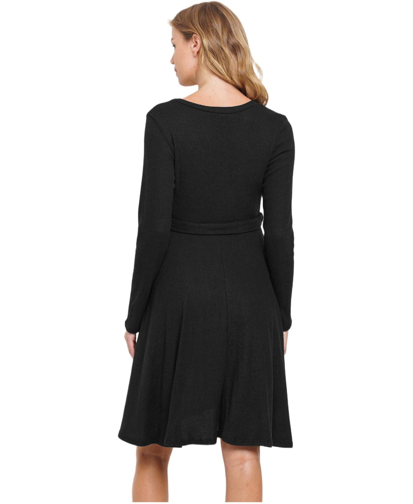 Женское платье Hello Miz Rib Knit Empire Waist Long Sleeve Knee-Length, цвет: Чёрный — фото 3