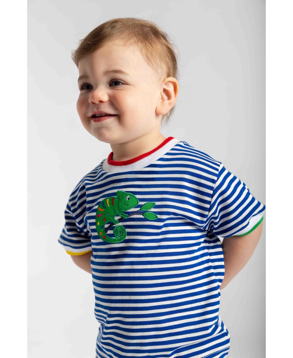 Florence Eiseman Toddler Boy Stripe Knit Tshirt With Lizard