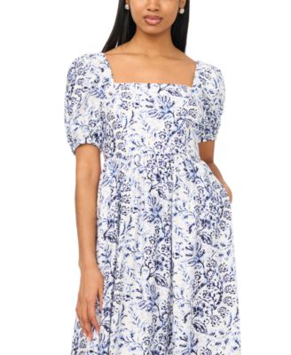 Women's Short-Sleeve Square Neck Maxi Dress