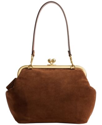 Suede Small Kisslock Frame Bag
