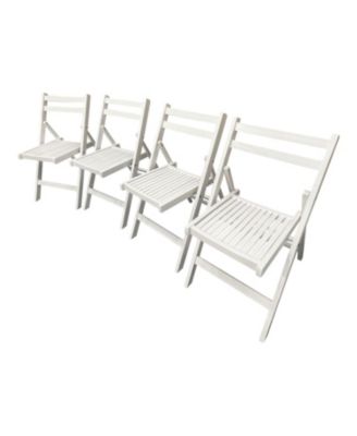 Folding Event Chairs, Set of 4, Slatted Wood
