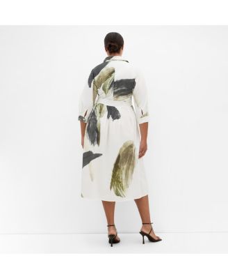 Plus Size Women's Angel Print Shirt Dress