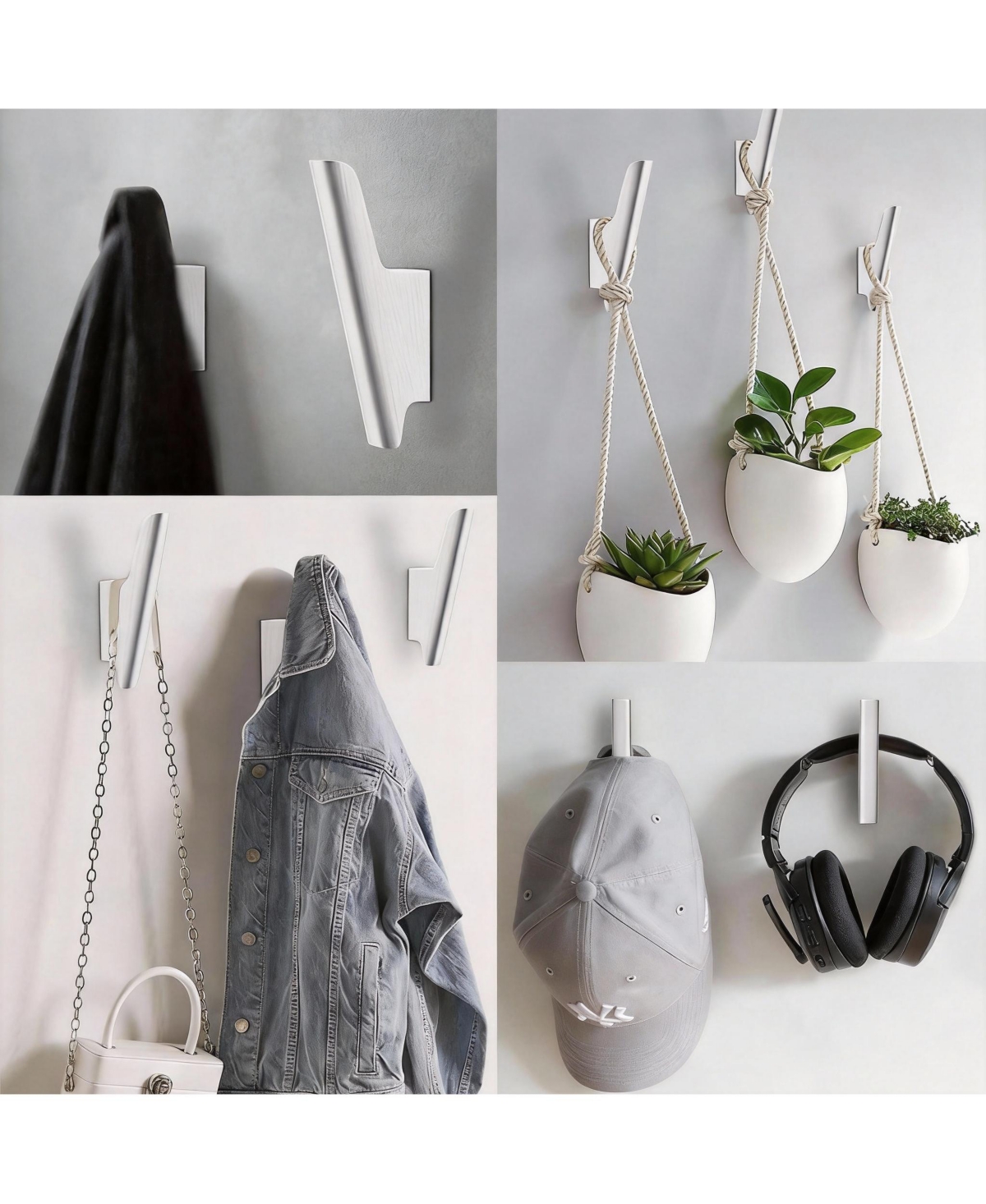 Yigii Wooden Wall Hooks: 4 Pack, Sturdy, Multipurpose, Scandinavian Design