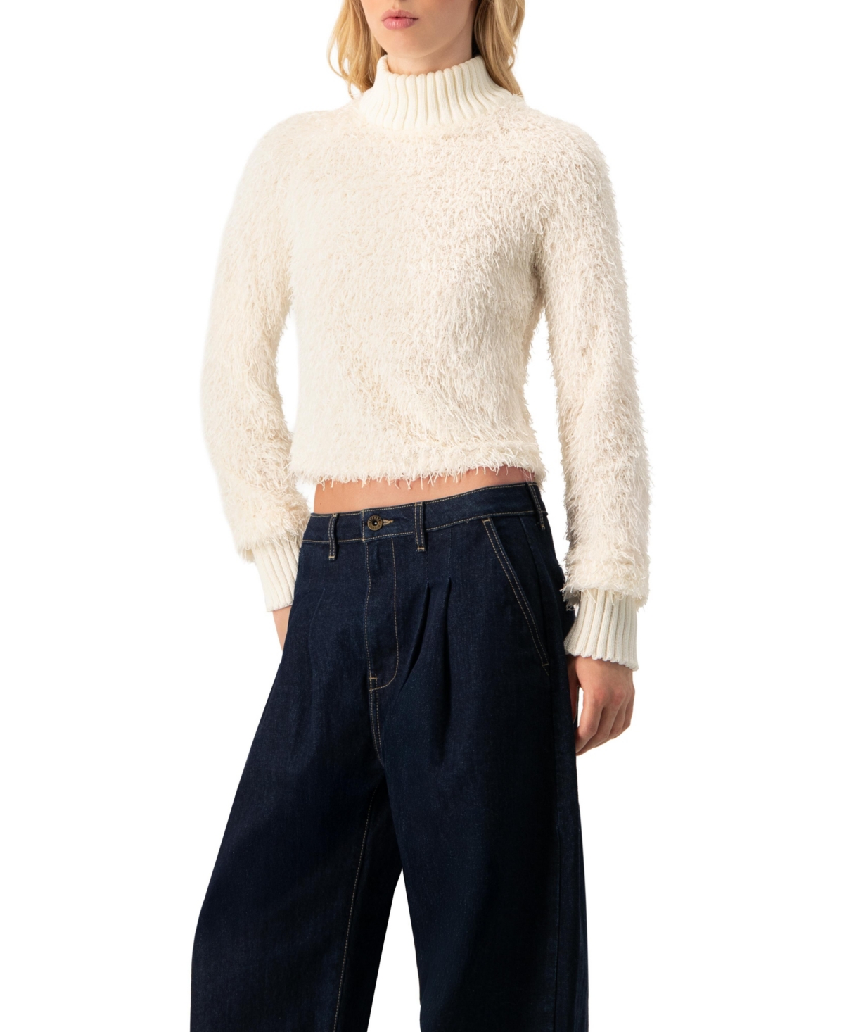 Ivonne Women's High Neck Fringe Blouse