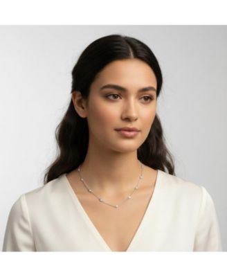 Classic Bezel Set Cubic Zirconia Chain Station Necklace