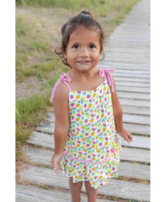 Little Girls Printed Seersucker Dress With Fruit