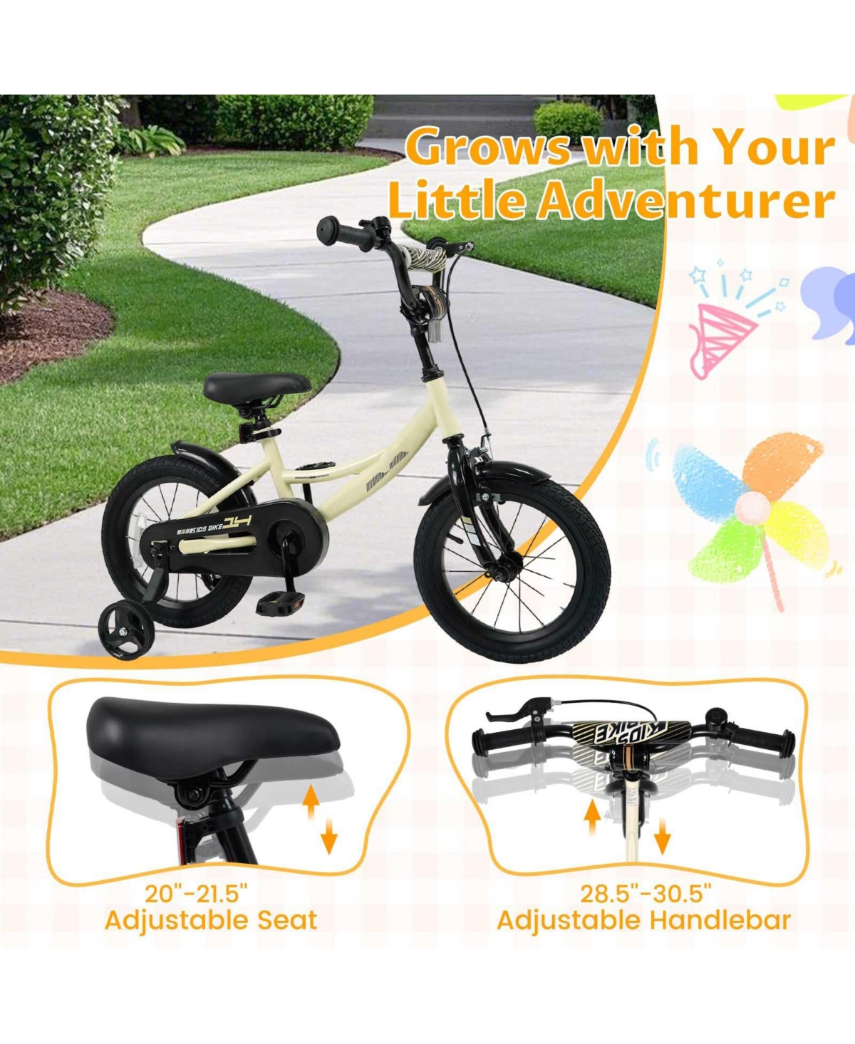 Mecale Kids Bike Sport Bicycle with Removable Training Wheels