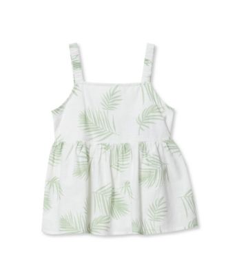 Lands End Girls Woven Tank Top - Green palm leaves 32$