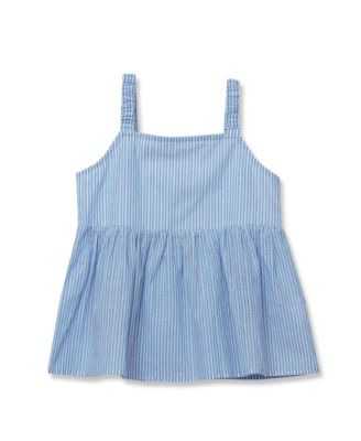 Lands End Girls Woven Tank Top - Water blue stripes 32$