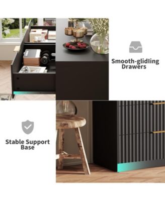 Fluted Dresser for Bedroom, 8 Drawer Double Dresser, Large Capacity & Anti-Tip, Modern Chest of Drawers with Metal Handles