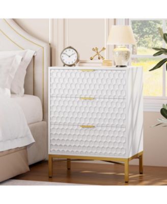 Dresser for Bedroom, Modern 3 Drawer Nightstand, Bedside Table Sofa End Side Table for Bedroom Dorm Small Spaces, Living Room, Hallway, Kids