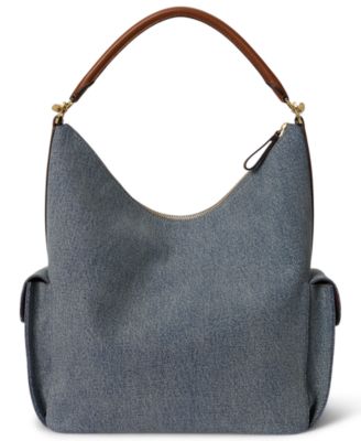 Washed Denim Large Blaike Shoulder Bag 