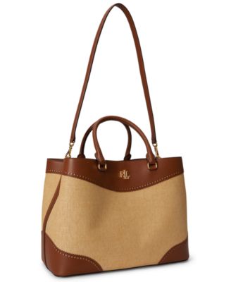 Straw & Leather Large Marcy Satchel Bag