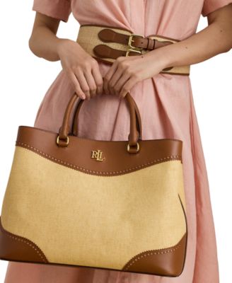 Straw & Leather Large Marcy Satchel Bag