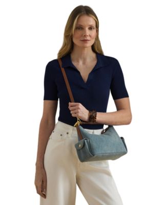 Washed Denim Small Blaike Slim Shoulder Bag