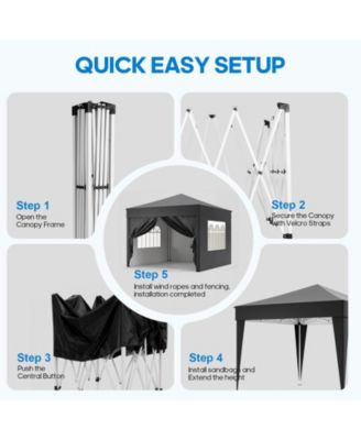 10 Ft x 10 Ft Folding Canopy Tent with 4 Removable Sidewalls and Carry Bag