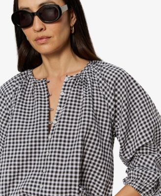 Petite Split Neck Long-Sleeve Top