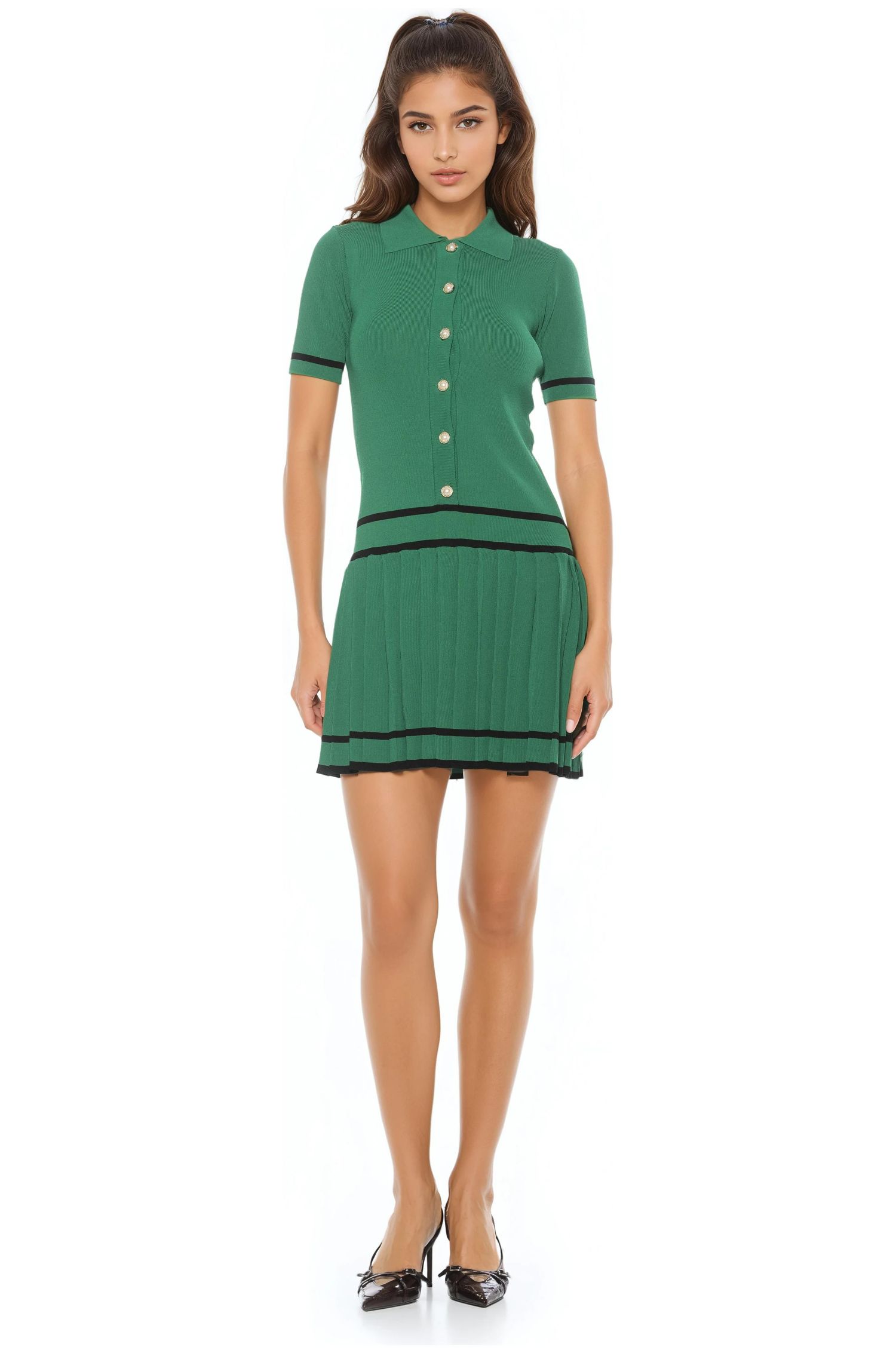 Women's Lucinda Fully Knit Collared Short Sleeve Dress