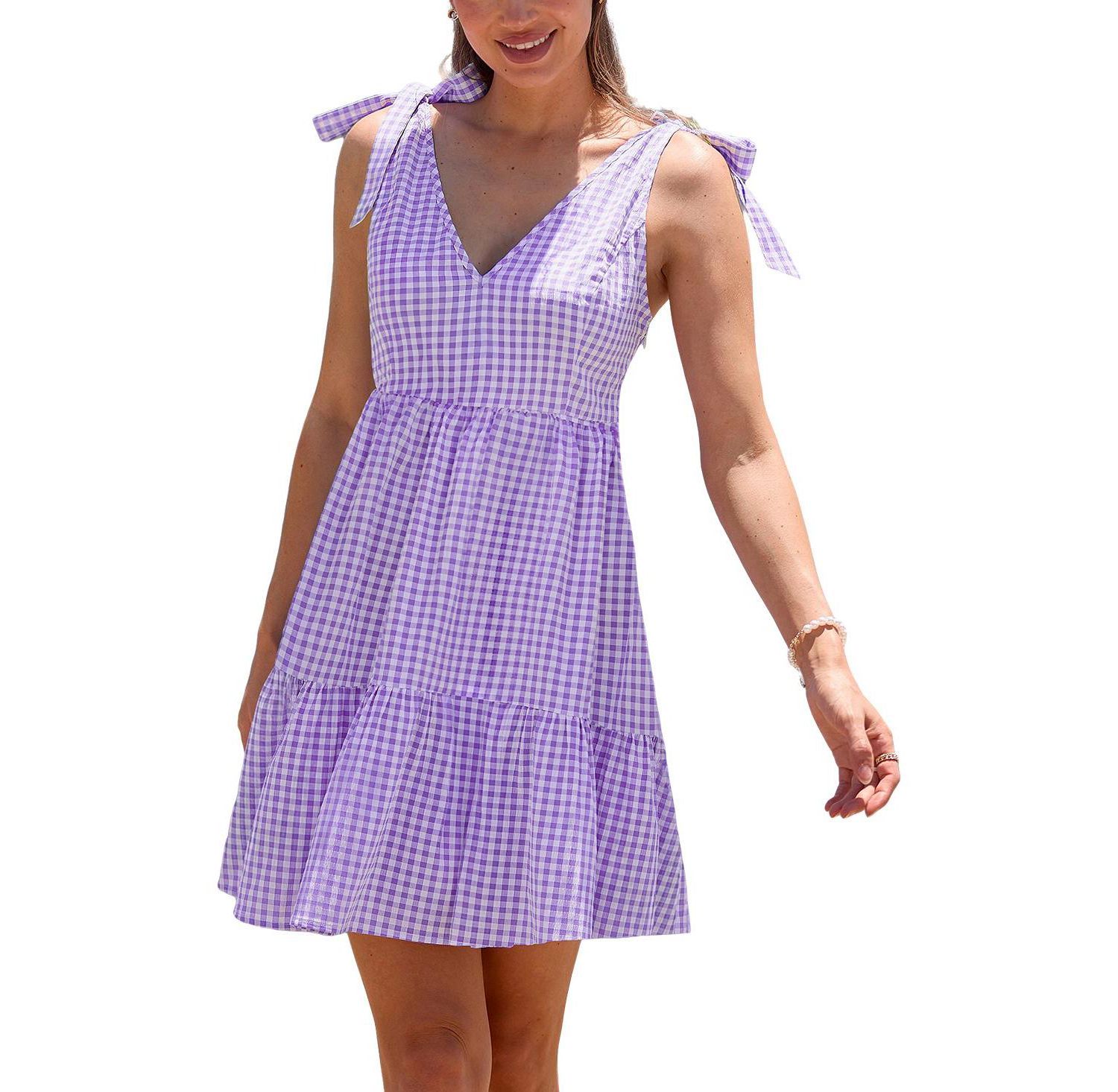 Women's Blackberry Jam Gingham Mini Beach Dress