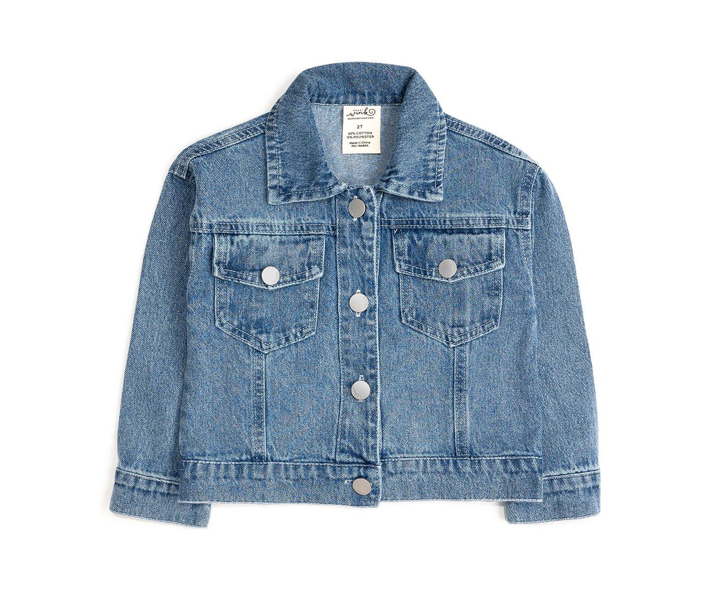 Куртка Sweet Wink Pearl and Gemstone Floral Bow Patch Denim для девочек, цвет: Джинсовый — фото 2