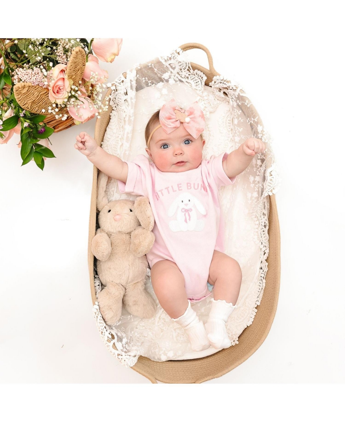 Sweet Wink Baby Girls Honey Bunny Easter Tulle Bow Baby Headband