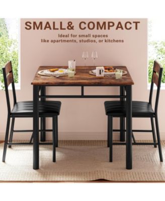 29.1" W Dining Table Set for 2, Small Kitchen Table with Upholstered Chairs