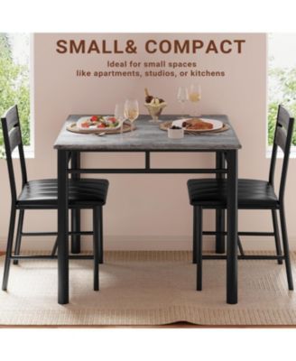 29.1" W Dining Table Set for 2, Small Kitchen Table with Upholstered Chairs