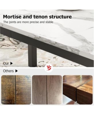 Kitchen Dining Table 6-Person Industrial Kitchen Table for Dining Room, Home Office, Living Room