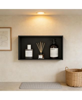 Modern Matte Black Stainless Steel Shower Niche - 24" x 12" Recessed Wall Shelf - Installs Without Tile